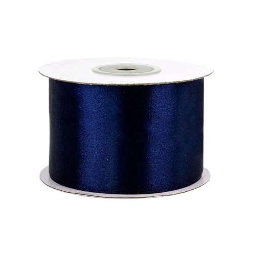 Satinband 50mm x 25m Rolle - FARBAUSWAHL in 3/6/12/18/25/38/50/75/100mm - farbecht & waschbar - Schleifenband für Hochzeit - Geschenkband zum Verpacken Dekorieren Basteln - Dunkelblau 370 von Creativery