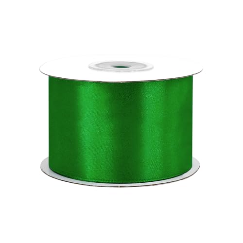Satinband 50mm x 25m Rolle - FARBAUSWAHL in 3/6/12/18/25/38/50/75/100mm - farbecht & waschbar - Schleifenband für Hochzeit - Geschenkband zum Verpacken Dekorieren Basteln - Grün 580 von Creativery
