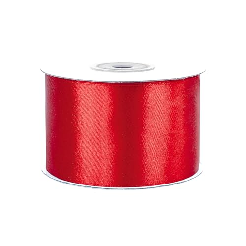 Satinband 50mm x 25m Rolle - FARBAUSWAHL in 3/6/12/18/25/38/50/75/100mm - farbecht & waschbar - Schleifenband für Hochzeit - Geschenkband zum Verpacken Dekorieren Basteln - Rot 250 von Creativery