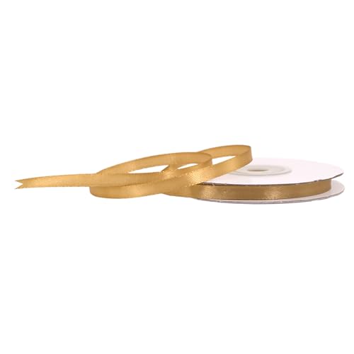 Satinband 6mm x 25m Rolle - FARBAUSWAHL in 3/6/12/18/25/38/50/75/100mm - farbecht & waschbar - Schleifenband für Hochzeit - Geschenkband zum Verpacken Dekorieren Basteln - Hellgold 680 von Creativery