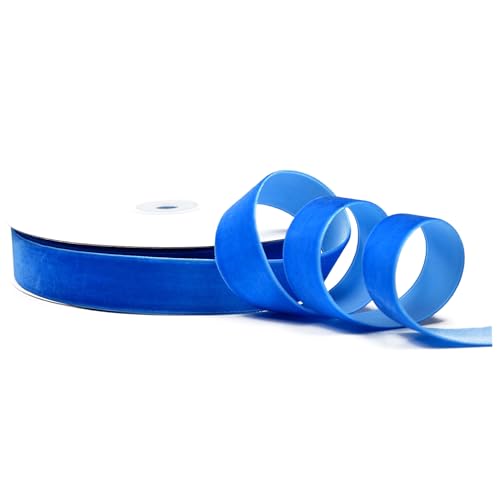 Creativery Samtband 22mm x 10m Rolle - Farbauswahl in 3/6/10/16/22/25/50mm - farbecht & waschbar - Schleifenband zum Nähen - Geschenkband zum Verpacken Dekorieren Basteln - Blau 352 von Creativery