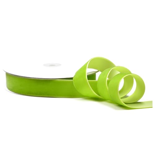 Creativery Samtband 22mm x 10m Rolle - Farbauswahl in 3/6/10/16/22/25/50mm - farbecht & waschbar - Schleifenband zum Nähen - Geschenkband zum Verpacken Dekorieren Basteln - Hellgrün/Maigrün 550 von Creativery