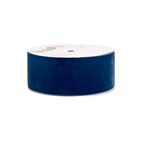 Creativery Samtband 50mm x 5m Rolle - Farbauswahl in 3/6/10/25/50mm - farbecht & waschbar - Schleifenband zum Nähen - Geschenkband zum Verpacken Dekorieren Basteln - Dunkelblau 370 von Creativery