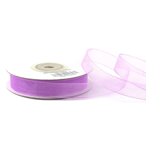 Organzaband 12mm x 25m Rolle - FARBAUSWAHL in 3/6/12/25/38mm - transparent, farbecht & waschbar - Schleifenband für Hochzeit - Geschenkband zum Verpacken Dekorieren Basteln - Flieder 462H von Creativery