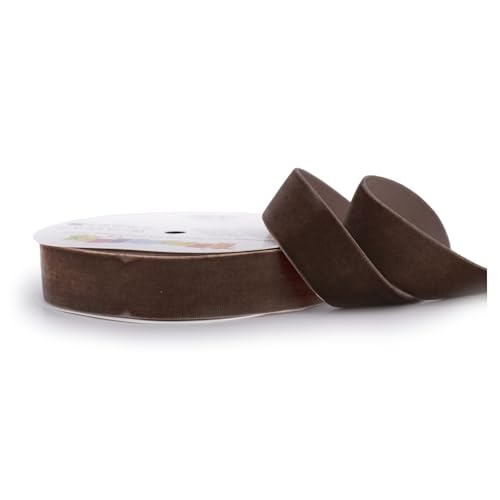 Samtband 25mm x 5m Rolle - FARBAUSWAHL in 3/6/10/16/22/25/50mm - farbecht & waschbar - Schleifenband zum Nähen - Geschenkband zum Verpacken Dekorieren Basteln - Braun Samtband 25mm x 5m Rolle - FARBAUSWAHL in 3/6/10/16/22/25/50mm - farbecht & waschbar - Schleifenband zum Nähen - Geschenkband zum Verpacken Dekorieren Basteln - Braun von Creativery