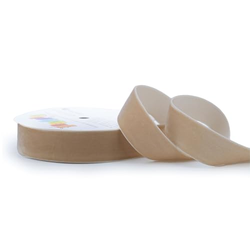 Samtband 25mm x 5m Rolle - FARBAUSWAHL in 3/6/10/16/22/25/50mm - farbecht & waschbar - Schleifenband zum Nähen - Geschenkband zum Verpacken Dekorieren Basteln - Sand Beige Samtband 25mm x 5m Rolle - FARBAUSWAHL in 3/6/10/16/22/25/50mm - farbecht & waschbar - Schleifenband zum Nähen - Geschenkband zum Verpacken Dekorieren Basteln - Sand Beige von Creativery