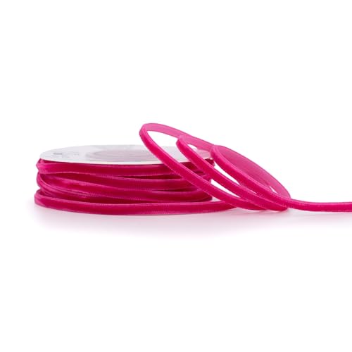 Samtband 3mm x 10m Rolle - FARBAUSWAHL in 3/6/10/16/22/25/50mm - farbecht & waschbar - Schleifenband zum Nähen - Geschenkband zum Verpacken Dekorieren Basteln - Fuchsia/Pink Samtband 3mm x 10m Rolle - FARBAUSWAHL in 3/6/10/16/22/25/50mm - farbecht & waschbar - Schleifenband zum Nähen - Geschenkband zum Verpacken Dekorieren Basteln - Fuchsia/Pink von Creativery