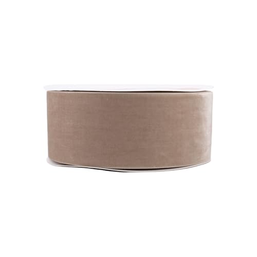 Samtband 50mm x 5m Rolle - FARBAUSWAHL in 3/6/10/25/50mm - farbecht & waschbar - Schleifenband zum Nähen - Geschenkband zum Verpacken Dekorieren Basteln - Sand Beige von Creativery