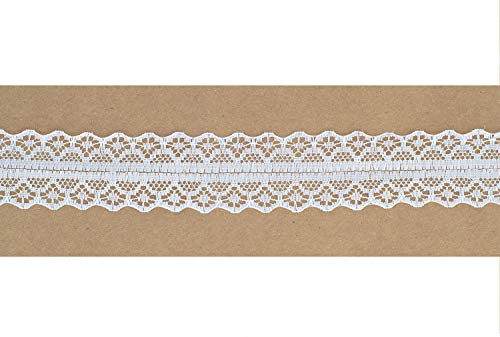 Spitzenband 28cm x 10m 100% Nylon unelastisch - Spitzenborte mit beidseitiger Bogenkante - Vintage Spitze - Schleifenband für Hochzeit - Dekoband zum Nähen & Basteln - Spitzenbordüre in Weiß Spitzenband 28cm x 10m 100% Nylon unelastisch - Spitzenborte mit beidseitiger Bogenkante - Vintage Spitze - Schleifenband für Hochzeit - Dekoband zum Nähen & Basteln - Spitzenbordüre in Weiß von Creativery
