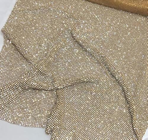 Creativesugar Bastelmaterial, Metall, Pailletten, Netzstoff, zuschneidbar, für Kleidung, Taschen, Partys, Schuhe, Dekorationen (goldene Strasssteine) von Creativesugar