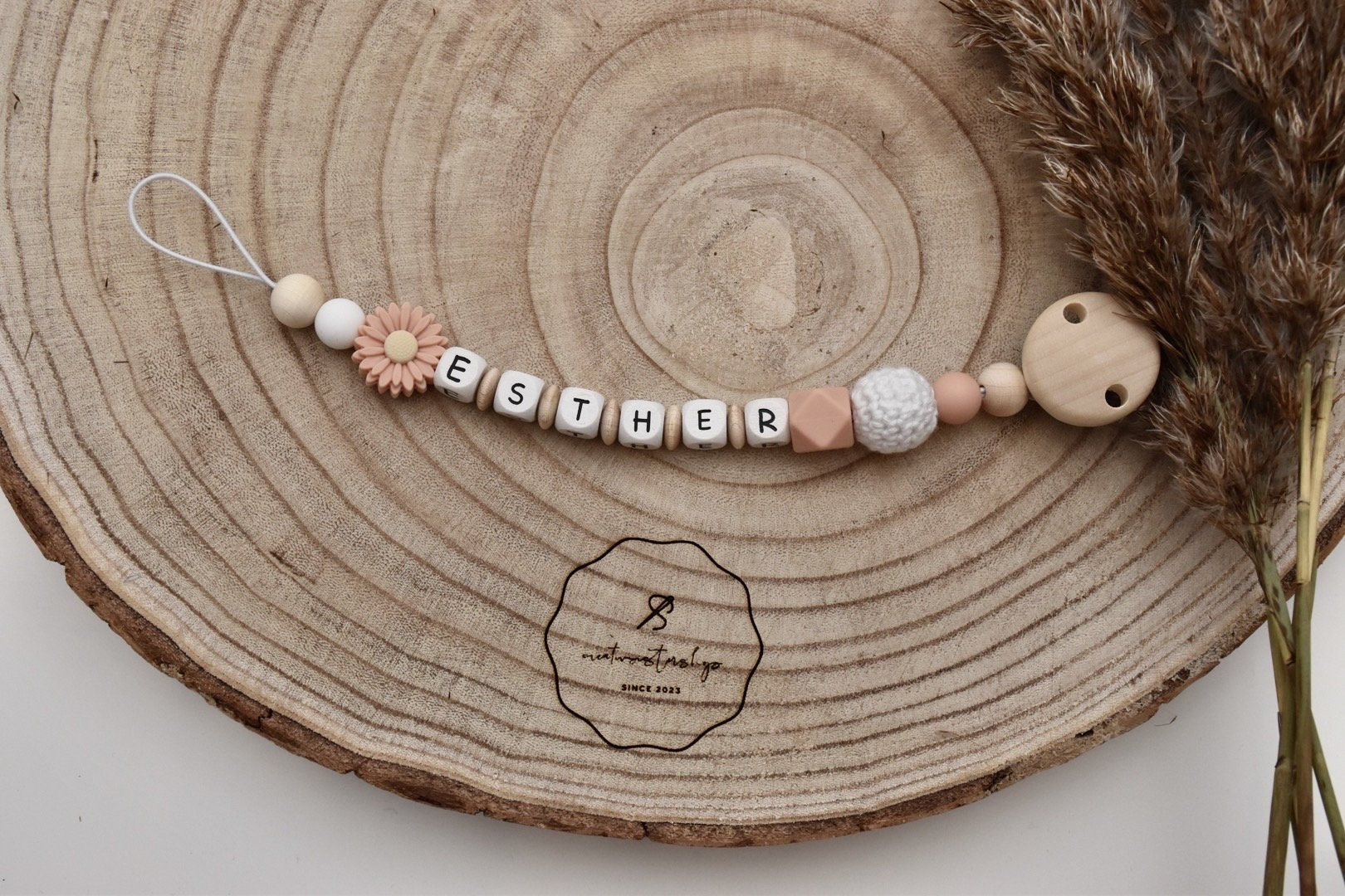 Schnullerkette Blume Mit Silikonring Und Name Schnullerkette Blume Mit Silikonring Und Name von Creativsistershop