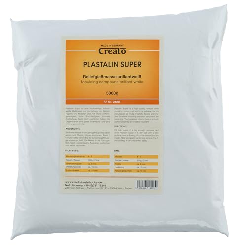 Plastalin Giessmasse 5 kg, Mischverhältnis 4:1, porzellanähnliche Oberfläche, abformgenau, brilliantweiss, Figurengiessmasse. Gießpulver. von Creato