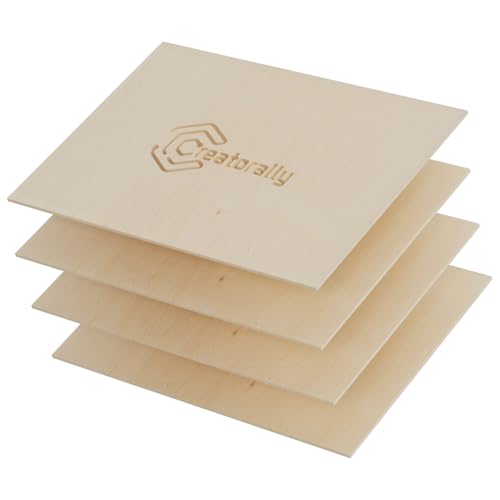Creatorally Sperrholzplatte 3mm, 4 Stück Birke A4 Holzplatte 29,7x 21,5 cm, Unbehandeltes Holz für Laser Gravur, CNC Schneiden, Malerei, DIY Modell von Creatorally