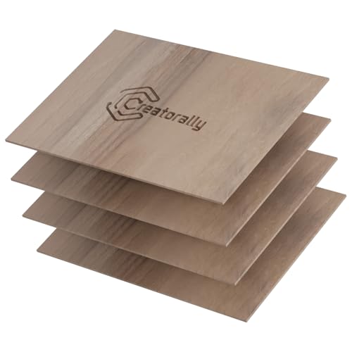 Creatorally Walnussholz 3mm, 4 Stück Sperrholzplatte A4 Sperrholz zum Lasern, Unbehandeltes Holz für Laser Gravur, CNC Schneiden, Malerei, DIY Modell von Creatorally