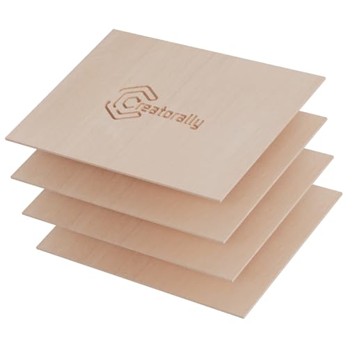 Creatorally Sperrholzplatte 3mm, 4 Stück Mahagoni A4 Holzplatte 29,7X 21,5 cm, Unbehandeltes Holz für Laser Gravur, CNC Schneiden, Malerei, DIY Modell von Creatorally