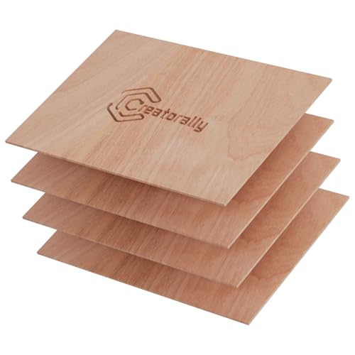 Creatorally Sperrholzplatte 3mm, 4 Stück Sapele A4 Holzplatte 29,7x 21,5 cm, Unbehandeltes Holz für Laser Gravur, CNC Schneiden, Malerei, DIY Modell von Creatorally