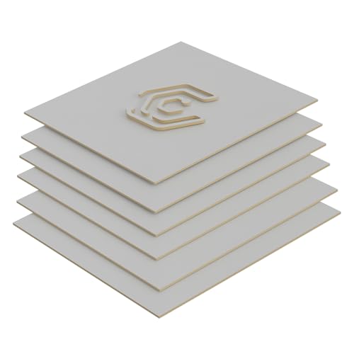 Creatorally MDF Platten 3mm, Bunte Bretter 30x30 cm, Dünne Holzplatten 6 Stück, Unbehandeltes Holz für Lasergravur, CNC-Schneiden DIY-Modell Schiff Modellierung (Weiß) von Creatorally