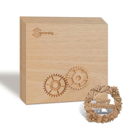 Creatorally 3mm Sperrholzplatte, 6 Stück Sperrholz 30x30cm Unbehandeltes Holz, Holzplatte für Laser Gravur, CNC Schneiden, Malerei, DIY Modell Heimdekoration (Mahagoni) von Creatorally