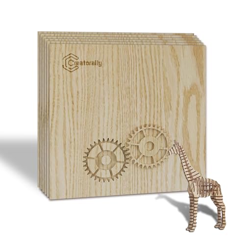 Creatorally 3mm Sperrholzplatte, 6 Stück Sperrholz 30x30cm Unbehandeltes Holz, Holzplatte für Laser Gravur, CNC Schneiden, Malerei, DIY Modell Heimdekoration (Roteiche) von Creatorally