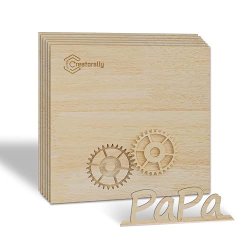 Creatorally 3mm Sperrholzplatte, 6 Stück Sperrholz 30x30cm Unbehandeltes Holz, Holzplatte für Laser Gravur, CNC Schneiden, Malerei, DIY Modell Heimdekoration (Gespleißtes Gummibaumholz) von Creatorally