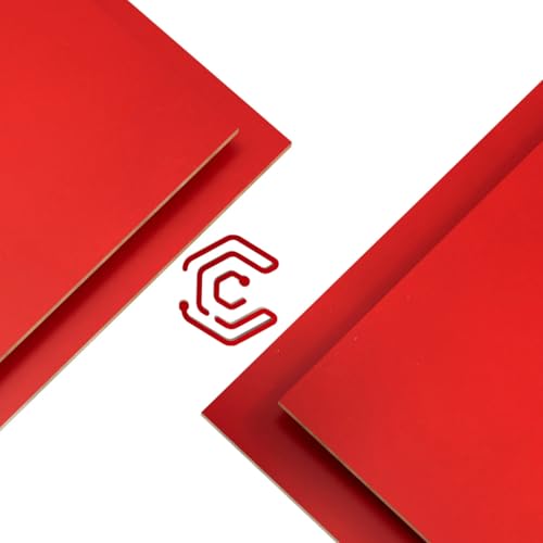 Creatorally Farbige Sperrholzplatte 3mm, Linde Holz für Lasercut 30x30 cm 4 Stück, Laser Sperrholz für Schneiden und Gravieren, Unbehandeltes Holzplatte zum DIY Holzver Brennung (Rot) von Creatorally