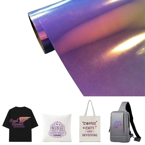 Creatorally Plotterfolie Vinyl, 30,5x152 cm (12in*5ft) Permanentes Vinylfolie Plotter, Regenbogen Holographisch Transferfolie für Textilien für DIY T-Shirt Tasse Fenster Keramik Kunststoff (Blau) von Creatorally