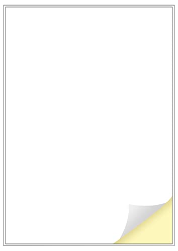 Creavvee 1 Etikett pro Blatt, 25 A4-Blätter, bedruckbare weiße Aufkleber Papieretiketten für Laser-/Tintenstrahldrucker - Aufklebergröße (A4) 297 x 210 mm von Creavvee
