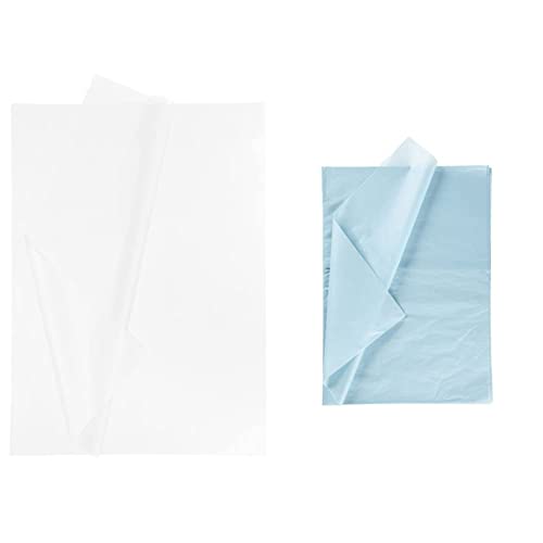 Creavvee 30 Blatt Seidenpapier weiß 50 x 70 cm & Schneidepapier, Seidenpapier, 30 Blatt, Format 50 x 70 cm, Hellblau von Creavvee