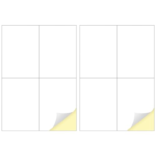 Creavvee 4 Etiketten pro Blatt, 25 A4-Blätter, bedruckbare weiße Aufkleberpapieretiketten für Laser-/Tintenstrahldrucker Made in Europe - Aufklebergröße (A6) 105 x 148 mm (Packung mit 2) von Creavvee