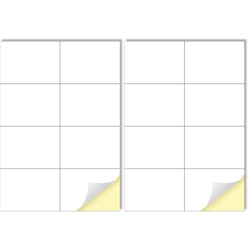 Creavvee 8 Etiketten pro Blatt, 25 A4 Blätter, bedruckbare weiße Aufkleber Papier für Laserdrucker/Tintenstrahldrucker Made in Europe - Aufklebergröße 105 x 74 mm (Packung mit 2) von Creavvee