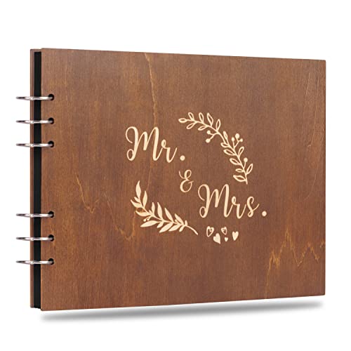 Creawoo 22cm Mr&Mrs hölzernes Hochzeit Gästebuch, Hochzeitsbuch Erinnerungen Einklebebuch für Hochzeit, Jahrestag, Geburtstag mit 80 leeren Seiten und schwarzer Papier, mindestens 160 Bilder Creawoo 22cm Mr&Mrs hölzernes Hochzeit Gästebuch, Hochzeitsbuch Erinnerungen Einklebebuch für Hochzeit, Jahrestag, Geburtstag mit 80 leeren Seiten und schwarzer Papier, mindestens 160 Bilder von Creawoo