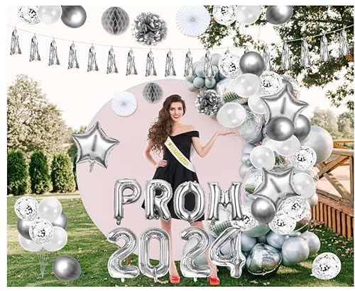 Creerluces Silber Abschlussball Dekorationen 2025 Abschlussball 2025 Luftballons Banner Silber Pompom Blumen für Abschluss High School College Abschluss Klasse 2025 Nacht Party Dekorationen 2025 Creerluces Silber Abschlussball Dekorationen 2025 Abschlussball 2025 Luftballons Banner Silber Pompom Blumen für Abschluss High School College Abschluss Klasse 2025 Nacht Party Dekorationen 2025 von Creerluces