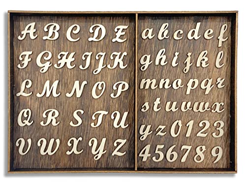 552 Stück 1,9 cm hohe unlackierte Holzbuchstaben Groß und Kleinbuchstaben und unlackierte Holzzahlen blanko Holz ScrabbleFliesen Buchstaben mit brauner Aufbewahrung für Scrapbooking, Handwerk, von Cregugua