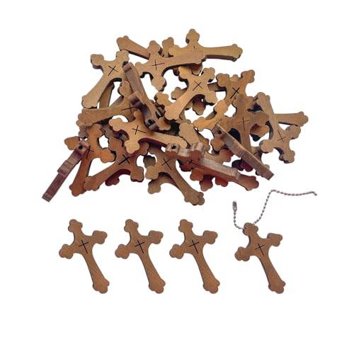 Trefoil Holzkreuz-Anhänger, 3,2 x 4,4 cm, für religiöse Handwerksprojekte, rustikal, Massivholz, 100 Stück Trefoil Holzkreuz-Anhänger, 3,2 x 4,4 cm, für religiöse Handwerksprojekte, rustikal, Massivholz, 100 Stück von Cregugua