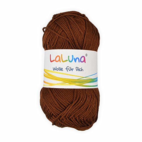 Basic Wolle braun 100% Baumwolle 50g - 125m, Strick und Häkelgarn der Marke LaLuna® von Creleo