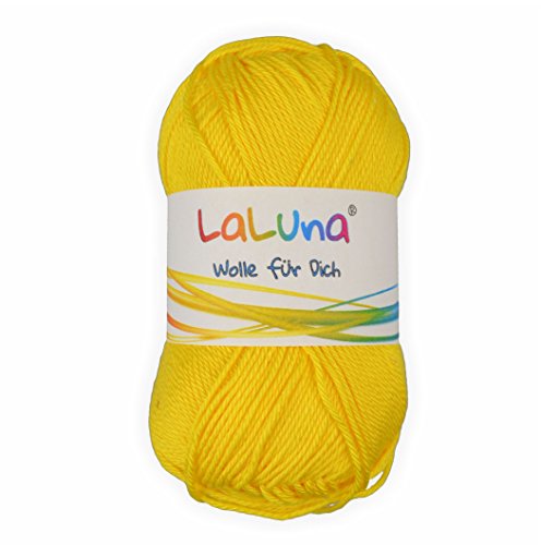 Basic Wolle gelb 100% Baumwolle 50g - 125m, Strick und Häkelgarn der Marke LaLuna® von Creleo