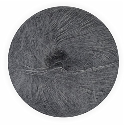 Mohair Wolle mit Seide anthrazit 70/30 25g - 210 Meter, zum Stricken und Häkeln Marke: LaLuna® von LaLuna Die Wolle