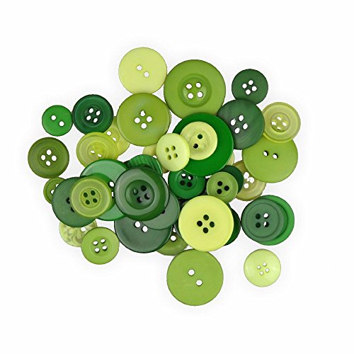 Knöpfe Mix Grün 30 g zum Basteln - sortiert in verschiedenen Größen und Farben - ideal zum Basteln, Nähen und für Scrapbooking von Creleo