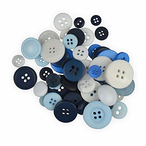 Knöpfe Mix Blau 30 g zum Basteln - sortiert in verschiedenen Größen und Farben - ideal zum Basteln, Nähen und für Scrapbooking von Creleo