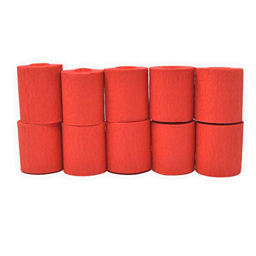 Kreppbänder rot 5cm x 10m 10 Rollen schwer entflammbar Krepppapier zum basteln von Creleo