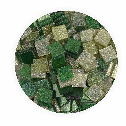 Mosaiksteine 10x10mm Glitter Mix grün 190 Stück 45 g von Creleo