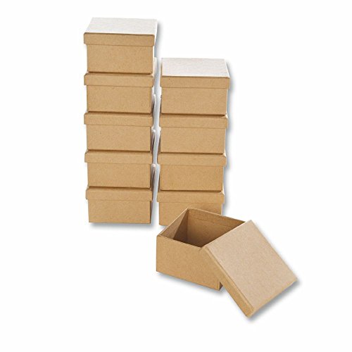 Papp-Boxen 10 Stück ECKIG 7,5x7,5x4,5cm Bastelboxen mit Deckel - Schachteln zum Gestalten und Aufbewahren von Bastel-Materialien von Creleo