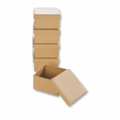 Papp-Boxen 5 Stück ECKIG 7,5x7,5x4,5cm Bastelboxen mit Deckel - Schachteln zum Gestalten und Aufbewahren von Bastel-Materialien von Creleo