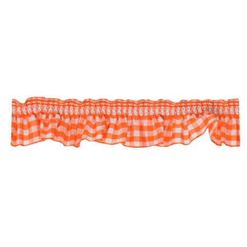Rüschenborte - Rüschenband elastisch - kariert 18 mm orange 5 Meter von Creleo