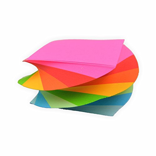 Spiral Notizklotz Spirale Zettelklotz gedreht in Regenbogen farben 80g/m², 370 Blatt in 7,5 x 7,5 cm geleimt von Creleo