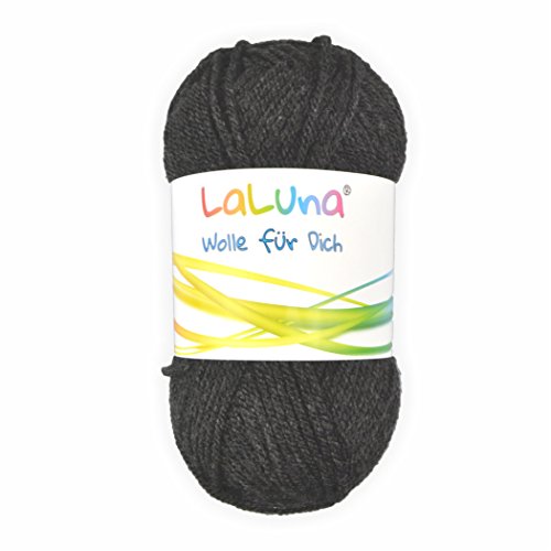 Uni Wolle anthrazit 100% Polyacryl Wolle 50g - 135m, Garn zum Stricken & Häkeln, Marke: LaLuna® von Creleo