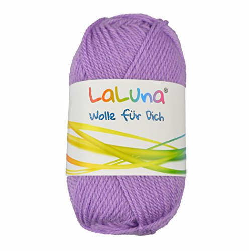 Uni Wolle flieder 100% Polyacryl Wolle 50g - 135m, Garn zum Stricken & Häkeln, Marke: LaLuna® von Creleo