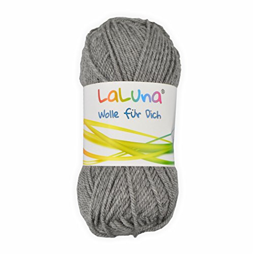 Uni Wolle grau 100% Polyacryl Wolle 50g - 135m, Garn zum Stricken & Häkeln, Marke: LaLuna® von Creleo