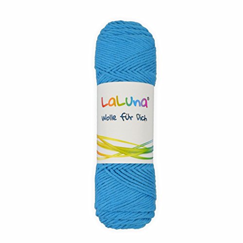 Wolle uni Serie -Florida- azur blau 100% Baumwolle 50g, Häkelgarn Schulgarn Topflappengarn Marke: LaLuna® von Creleo