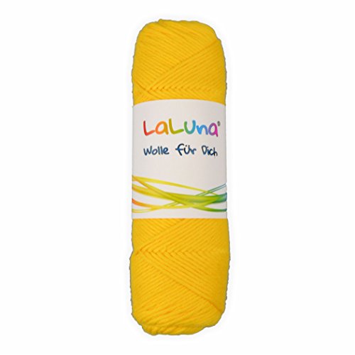 Wolle uni Serie -Florida- maisgelb 100% Baumwolle 50g, Häkelgarn Schulgarn Topflappengarn Marke: LaLuna® von Creleo